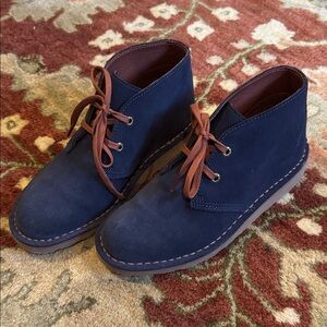 L.L. Bean Navy Suede Ankle Boots with Brown Laces